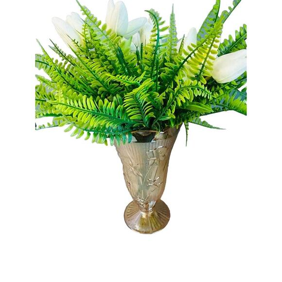 Vintage Jeanette Marigold Carnival Iridescent Glass Vase Iris Herringbone Peach - Picture 13 of 13